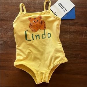 the animals observatory octopus kids swimsuit yellow lindo